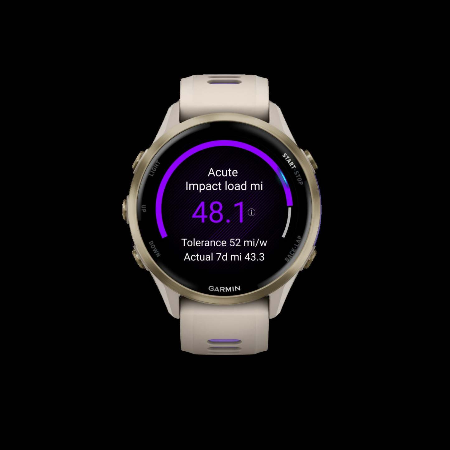 Garmin Forerunner 970 Montre Intelligente 47mm, Amoled, Titane Or Doux, Gris Français/indigo, Suivi de Course GPS, Batterie de 15 jours