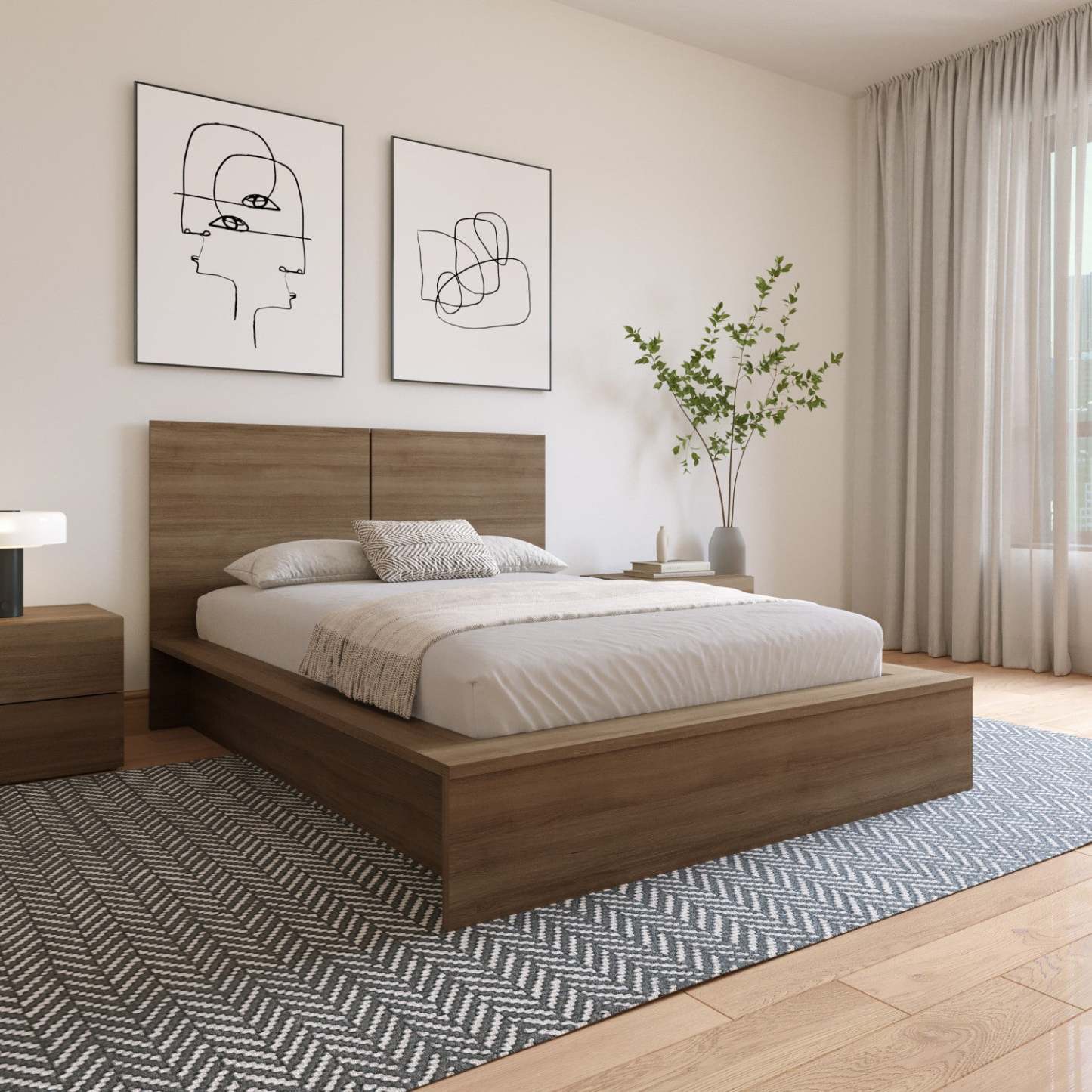 Nordika James Full Headboard - Brown Oak|Tête de lit James Nordika - chêne brun