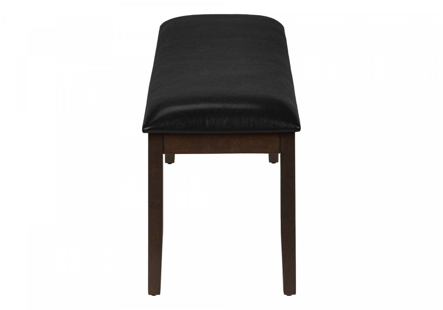 Banc rectangulaire salle à manger couloir entrée brun bois massif noir simili cuir transitionnel|Banc rectangulaire de style transitionnel avec bois massif brun et apparence cuir noir pour la salle à manger, le couloir et l'entrée