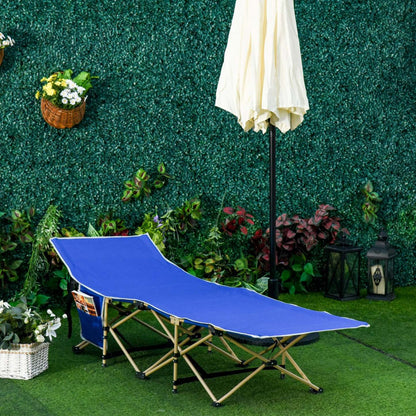 Lit de camping pliant Outsunny, lit de sommeil portable pour les voyages, bleu marine