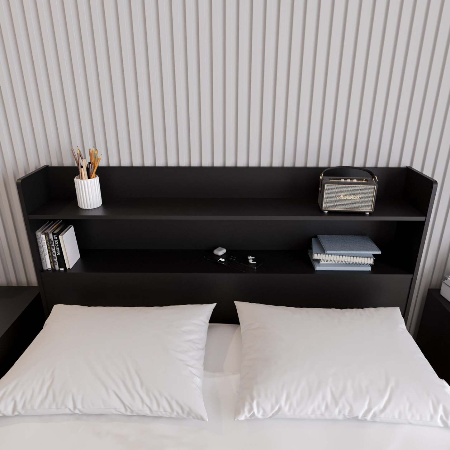 Nordika Hunter Queen Bookcase Headboard - Black|Tête de lit bibliothèque Hunter Nordika - noire