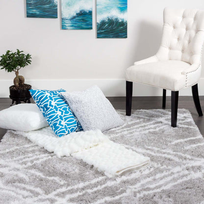 Ker Grey Lines 8x11 Area Rug|Carpette Ker grise à rayures 8 x 11|D80GIOP4