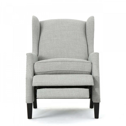 Fauteuil inclinable Wescott en tissu d'apparence lin avec pattes en bois et garniture cloutée - Gris antique | Fauteuil Inclinable Wescott En Tissu aspect lin Avec Pieds En Bois Et Bordure Clouée - Gris Antique