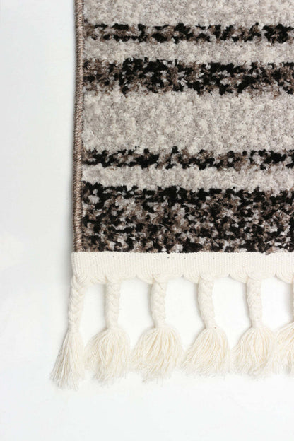 Tapis Vera Earth Taupe/Noir - 80 x 250 cm | Carpette Vera Earth taupenoire - 80 x 250 cm | D86FGG0M