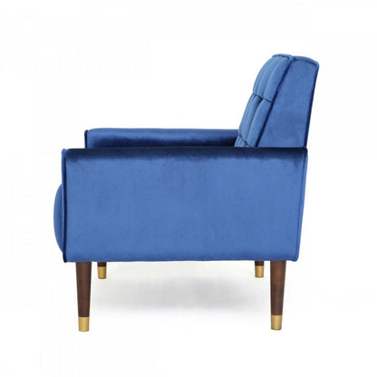 Henley Fauteuil d'appoint moderne avec dossier capitonné, revêtement en polyester, fauteuil d'appoint bleu | Henley Fauteuil D'appoint Moderne Avec Dossier Capitonne, Revetement En Polyester, Bleu