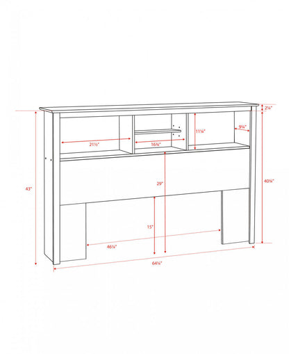 Tête de lit bibliothèque double/grand lit - Espresso|Tête de lit bibliothèque pour lit double et grand lit - espresso