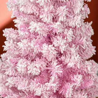 Homcom Arbre De Noël Artificiel Floqué De Neige Avec Base En Acier Rose | Homcom Arbre De Noël Artificiel Floqué De Neige De 5 Pieds