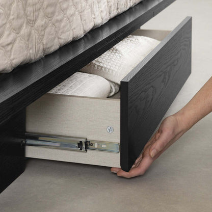 Ensemble lit plateforme et tête de lit Primo en chêne noir - Lit Queen South Shore