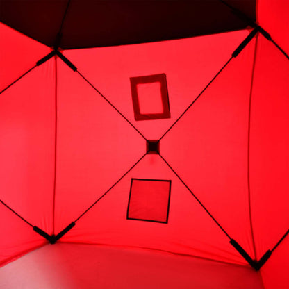 Outsunny Tente de pêche sur glace escamotable pour 2 personnes avec sac de transport, rouge|Outsunny Tente De Pêche Portable Pour 2 Personnes Avec Fenêtres