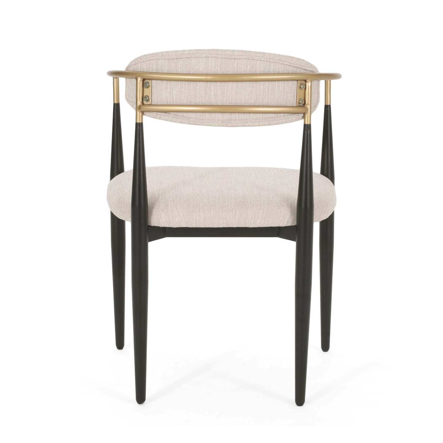 Ensemble de 2 chaises de salle à manger Mila avec tissu rembourré et structure en métal - Beige et noir | Ensemble De 2 Chaises De Salle À Manger Mila Avec Revêtement En Tissu Et Structure En Métal - Beige Et Noir