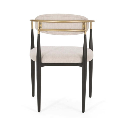 Ensemble de 2 chaises de salle à manger Mila avec tissu rembourré et structure en métal - Beige et noir | Ensemble De 2 Chaises De Salle À Manger Mila Avec Revêtement En Tissu Et Structure En Métal - Beige Et Noir