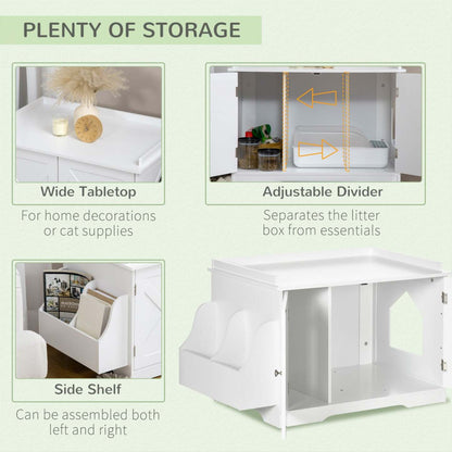 Pawhut Litière Cachée Enclos De Litière Meubles De Toilette Pour Chats Avec Rangement, Diviseur Réglable, Maison Pour Animaux Intérieure