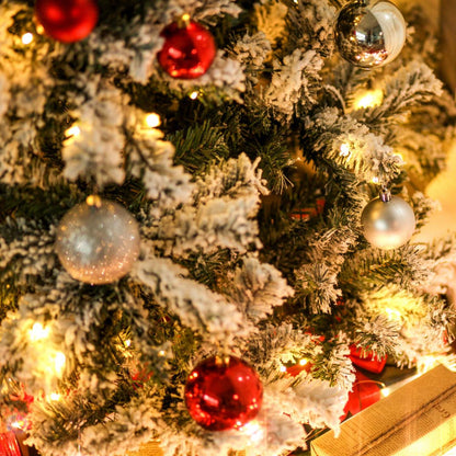 Homcom Arbre De Noël Artificiel Floqué De Neige De 1.8 M Avec 928 Branches Et 250 Lumières LED Blanc Chaud