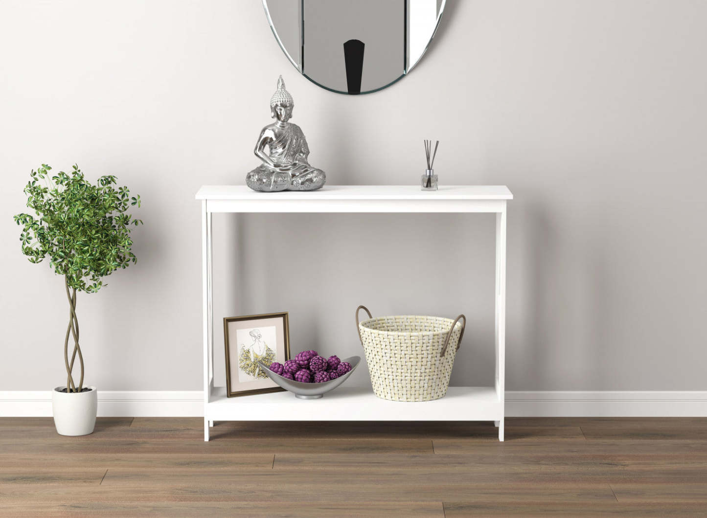 Console de 40 po avec 1 tablette - blanche