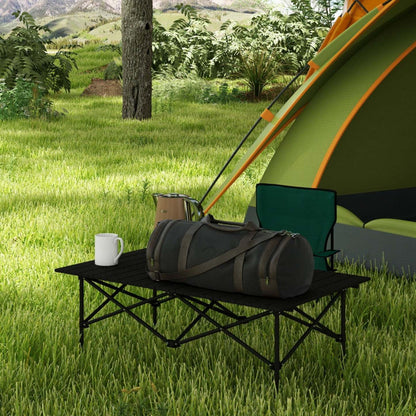 Outsunny Table De Camping Avec Plateau Enroulable Et Sac De Transport, Noir