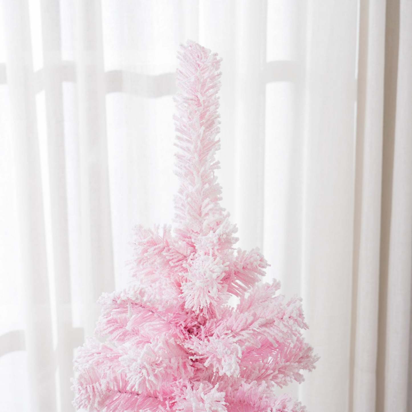 Homcom Sapin De Noël Artificiel Fin Floqué Avec Base En Acier, Rose