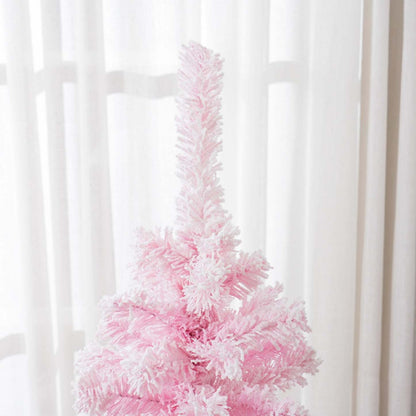 Homcom Sapin De Noël Artificiel Fin Floqué Avec Base En Acier, Rose