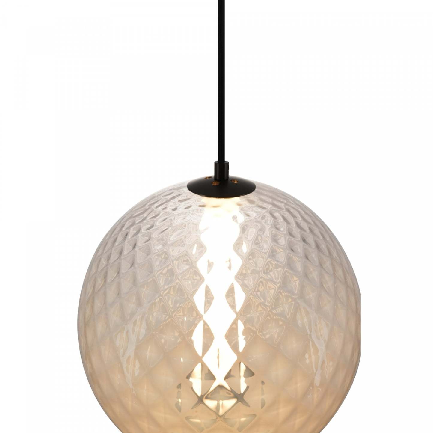 Suspension LED intégrée Celeste 12, blanche avec lampe en verrerie diamant | Suspension A Del Integrees Celeste De 12 po, Blanche Avec Verre Diamante