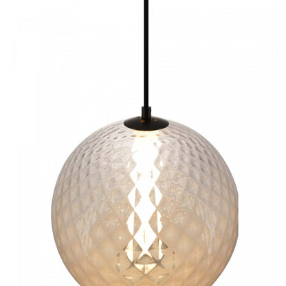 Suspension LED intégrée Celeste 12, blanche avec lampe en verrerie diamant | Suspension A Del Integrees Celeste De 12 po, Blanche Avec Verre Diamante