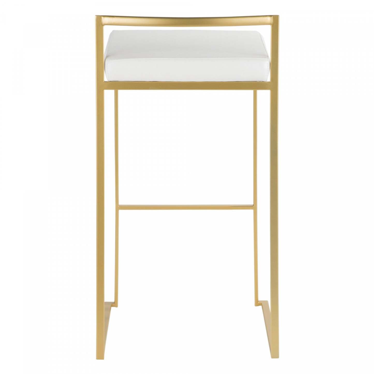 LumiSource Fuji White Faux Leather Contemporary Barstool - Set of 2|Tabouret bar contemporain Fuji en similicuir blanc - ensemble de 2