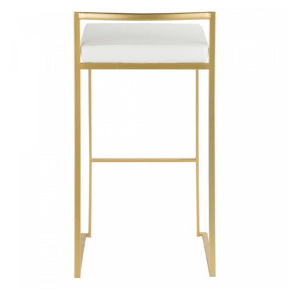 LumiSource Fuji White Faux Leather Contemporary Barstool - Set of 2|Tabouret bar contemporain Fuji en similicuir blanc - ensemble de 2