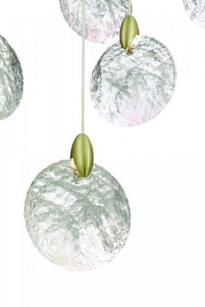 Lustre LED intégré Snowflake à 7 lumières, lampe en laiton satiné | Lustre A 7 lampes A Del Integrees Snowflake, Laiton Satine