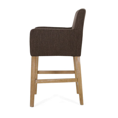 Gabrielle 26 Seat Height Counter Stool With Upholstered Fabric And Solid Wood Legs - Brown | Tabouret De Comptoir Gabrielle Hauteur D’assise 66 cm – Tissu Rembourre Et Pieds En Bois Massif - Brun