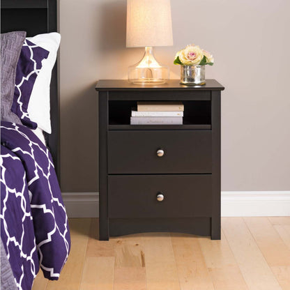 Jade Tall 2-Drawer Nightstand - Black|Table de nuit haute Jade à 2 tiroirs - noire
