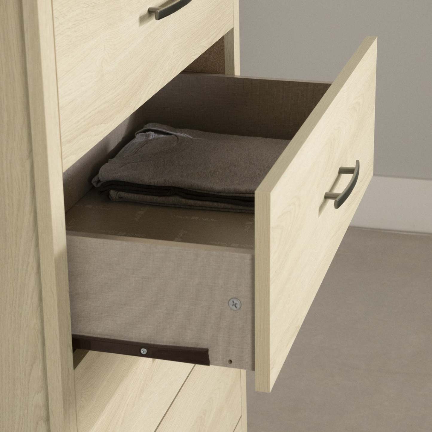 Commode Fusion à 5 tiroirs - Chêne blanchi | Commode verticale Fusion à 5 tiroirs - chêne blanc