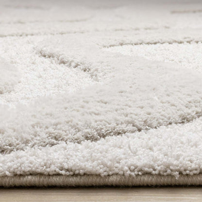 Lincoln Modern Luxurious Plush White Curves Area Rug - 6'7 x 9'6|Carpette moderne, luxueuse et moelleuse Lincoln blanche à motif de courbes - 6 pi 7 po x 9 pi 6 po