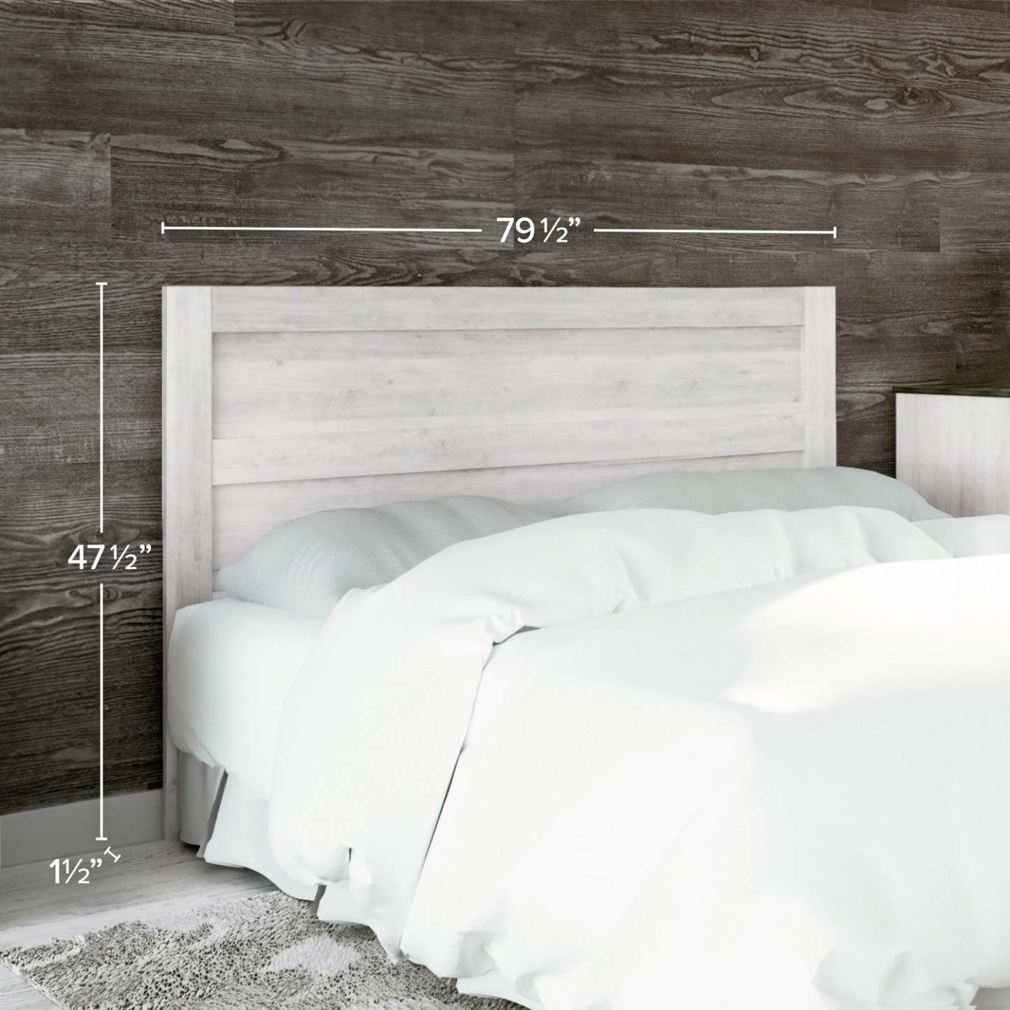 Prepac Rustic Ridge Farmhouse King Headboard - Washed White|Tête de lit pour très grand lit champêtre Rustic Ridge de Prepac - blanc vieilli