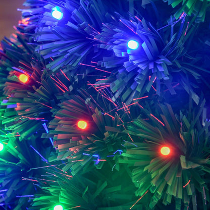 Homcom Sapin De Noël Artificiel A Fibre Optique Pré-éclaire De 0.9 M Avec 90 Lumières Led Et Pointes De Branches|Homcom 3ft Sapin De Noël Artificiel En Fibre Optique Pré-éclairé Avec 90 Lumières LED Et Pointes De Branches