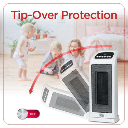 Tour chauffante oscillante en céramique Black+Decker 18,7 avec télécommande | Radiateur tour oscillant Black+Decker de 18,7 po avec éléments en céramique et télécommande