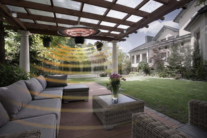 Chauffe-terrasse suspendu électrique infrarouge LED Westinghouse - WES31-1544|Radiateur de terrasse électrique suspendu à DEL et à infrarouge Westinghouse - WES31-1544