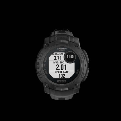 Garmin Instinct 3 45mm - Solaire Tactique, Noir, Gps, Lampe de Poche Led, Mil-std-810, 40j Batterie