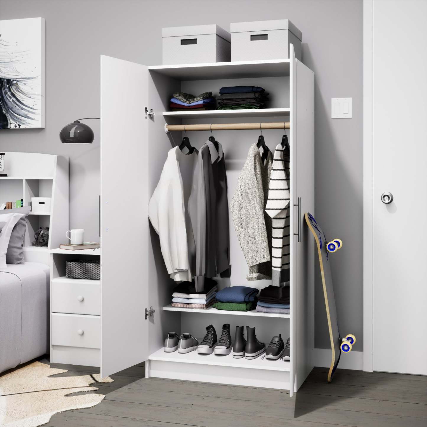 Armoire-penderie Elite 32 - Blanc|Armoire-penderie Elite de 32 po - blanche