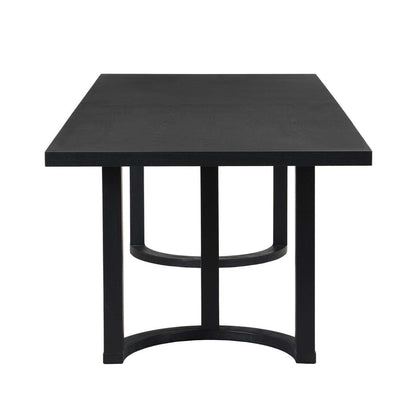 Table À Manger Ethan Avec Base En U, Bois Massif Et MDF, 95 Po De Large - Noir