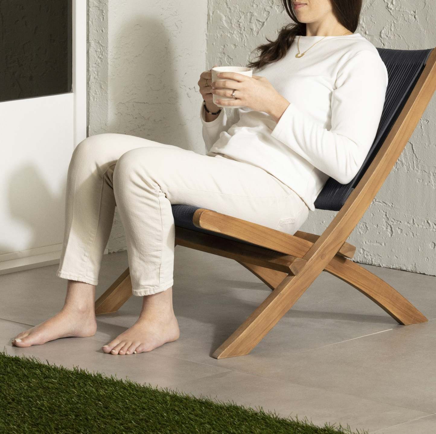 Agave Wood Rope Lounge Chair – Naturel/Gris|Fauteuil de détente Agave en bois et en corde - naturel et gris