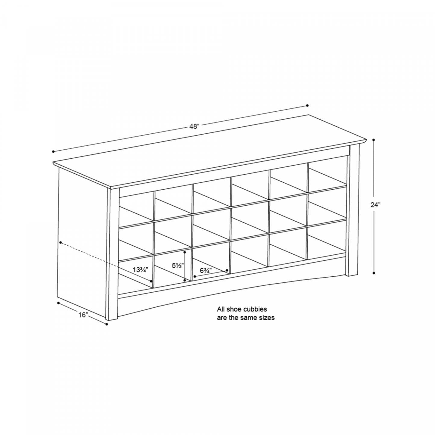 Eighteen Pair Shoe Storage Cubby Bench - Drifted Grey|Banc à compartiment de rangement pour 18 paires de chaussures - gris délavé
