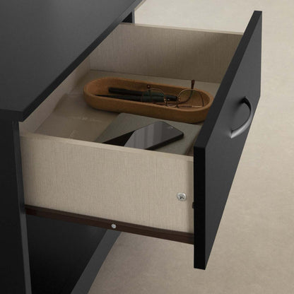 Step One Table De Chevet 1 Tiroir - Table D'Appoint Avec Rangement - Noir Pur | Table de nuit à 1 tiroir Step One - Noir massif