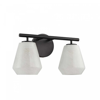 Brooke 2 Light Bathroom Vanity, Black With Wispy White Glassware Lamp | Meuble de Salle de Bain à 2 lampes Brooke, Noir avec Verre Blanc Vaporeux