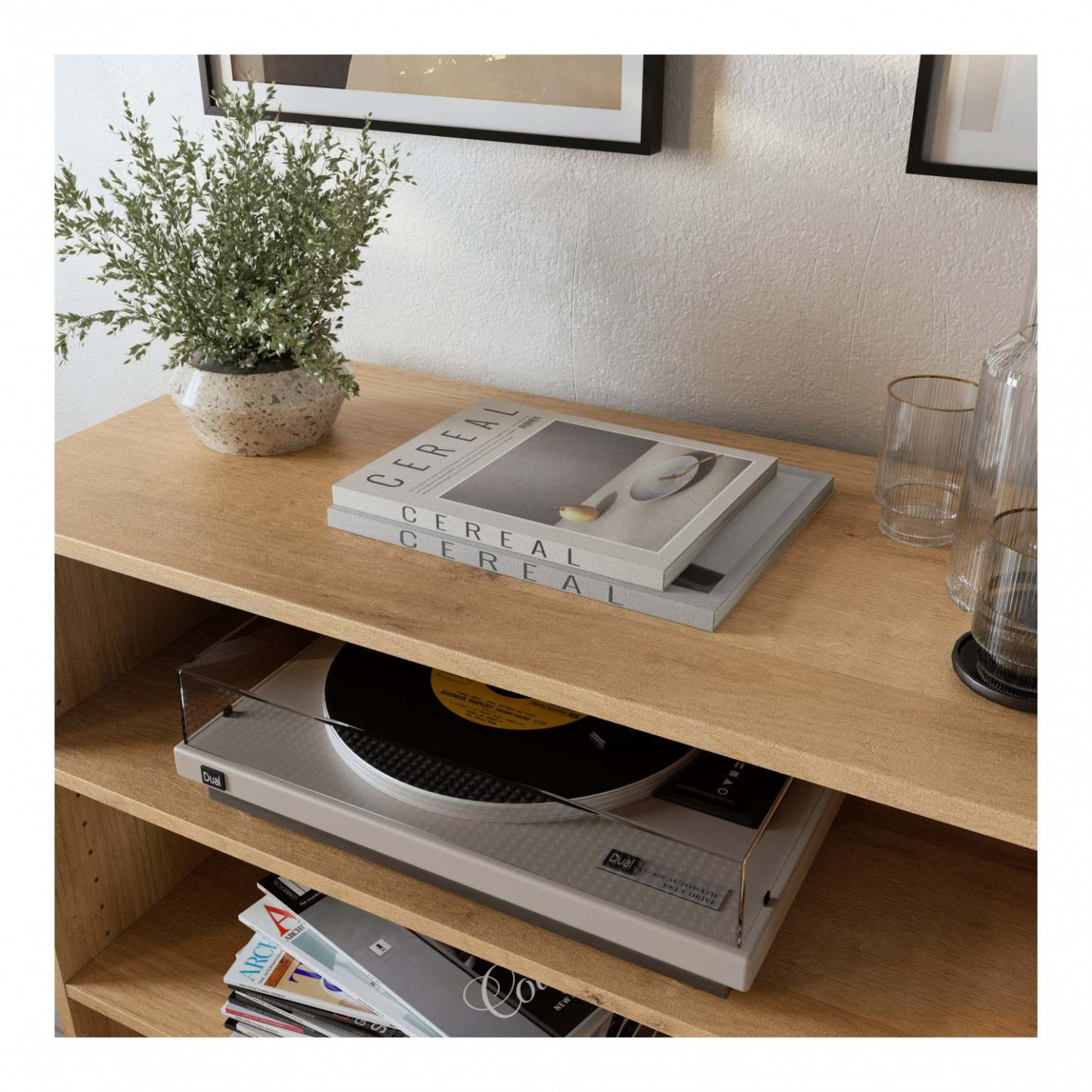 Bibliothèque à 2 tablettes réglables Modulr - Chêne naturel | Modulr Bibliothèque A 2 Tablettes Réglables – Chêne Naturel