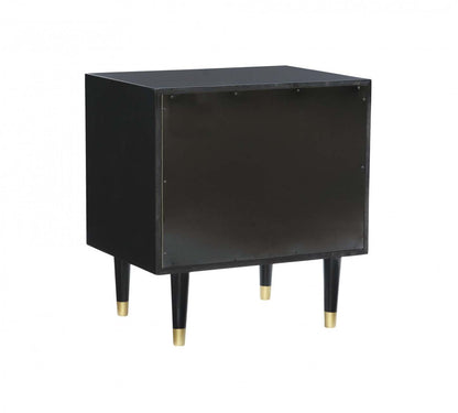 Geo 2-Drawer Textured Nightstand - Black|Table de nuit Geo texturée à 2 tiroirs - noire