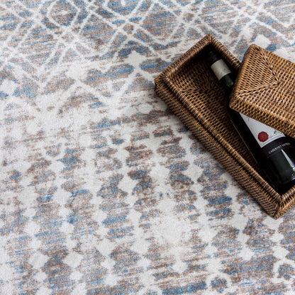 Tapis Shi marocain bleu 3x5|Carpette Shi bleue à motifs marocains 3 x 5|D80GS213