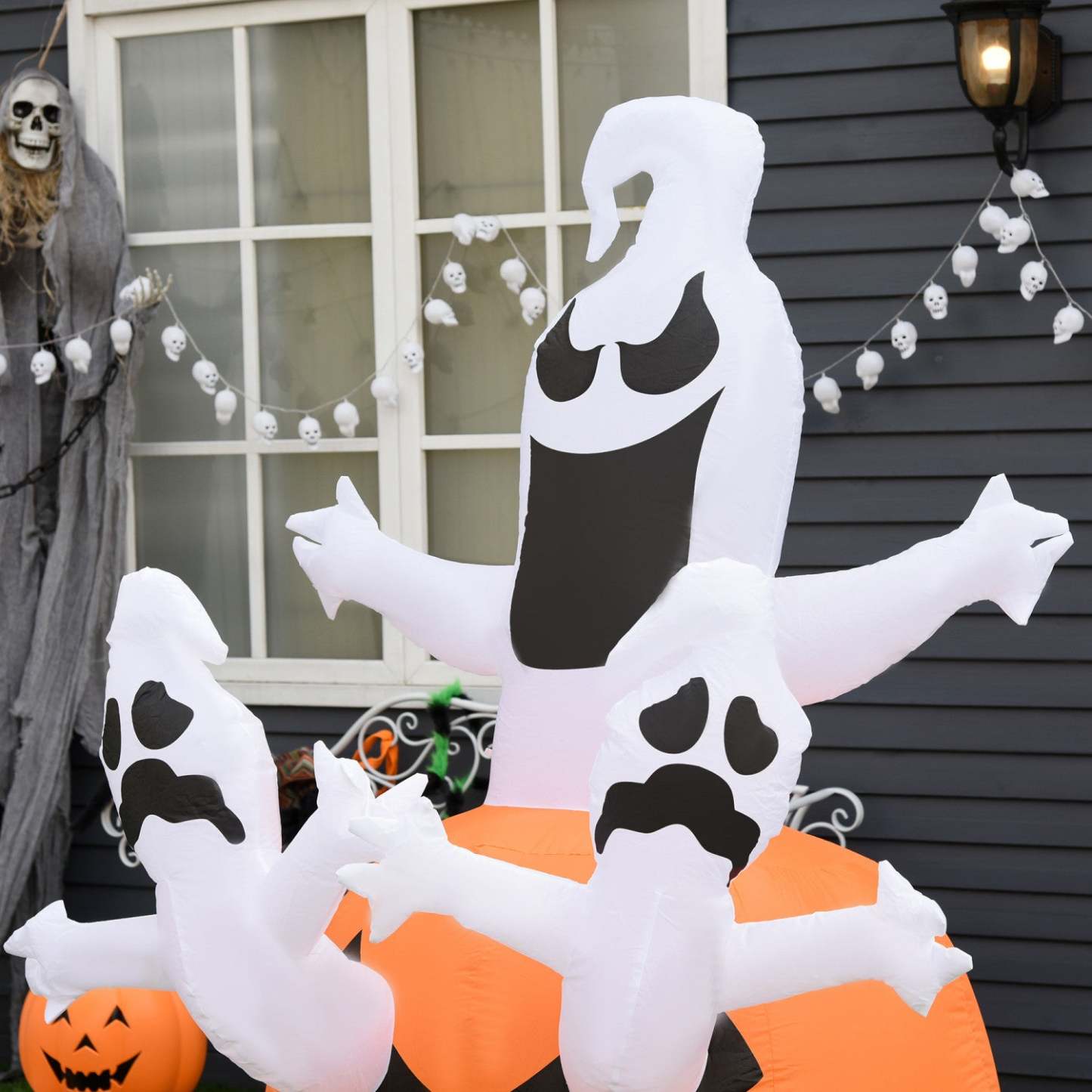 Homcom 6ft Halloween Gonflable Citrouille Jack-o-lanterne Fantômes Pour Jardin|Homcom 1,8 M Gonflable Halloween Citrouille Fantômes Pour Jardin