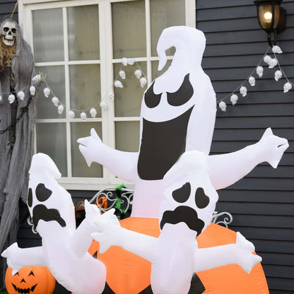 Homcom 6ft Halloween Gonflable Citrouille Jack-o-lanterne Fantômes Pour Jardin|Homcom 1,8 M Gonflable Halloween Citrouille Fantômes Pour Jardin