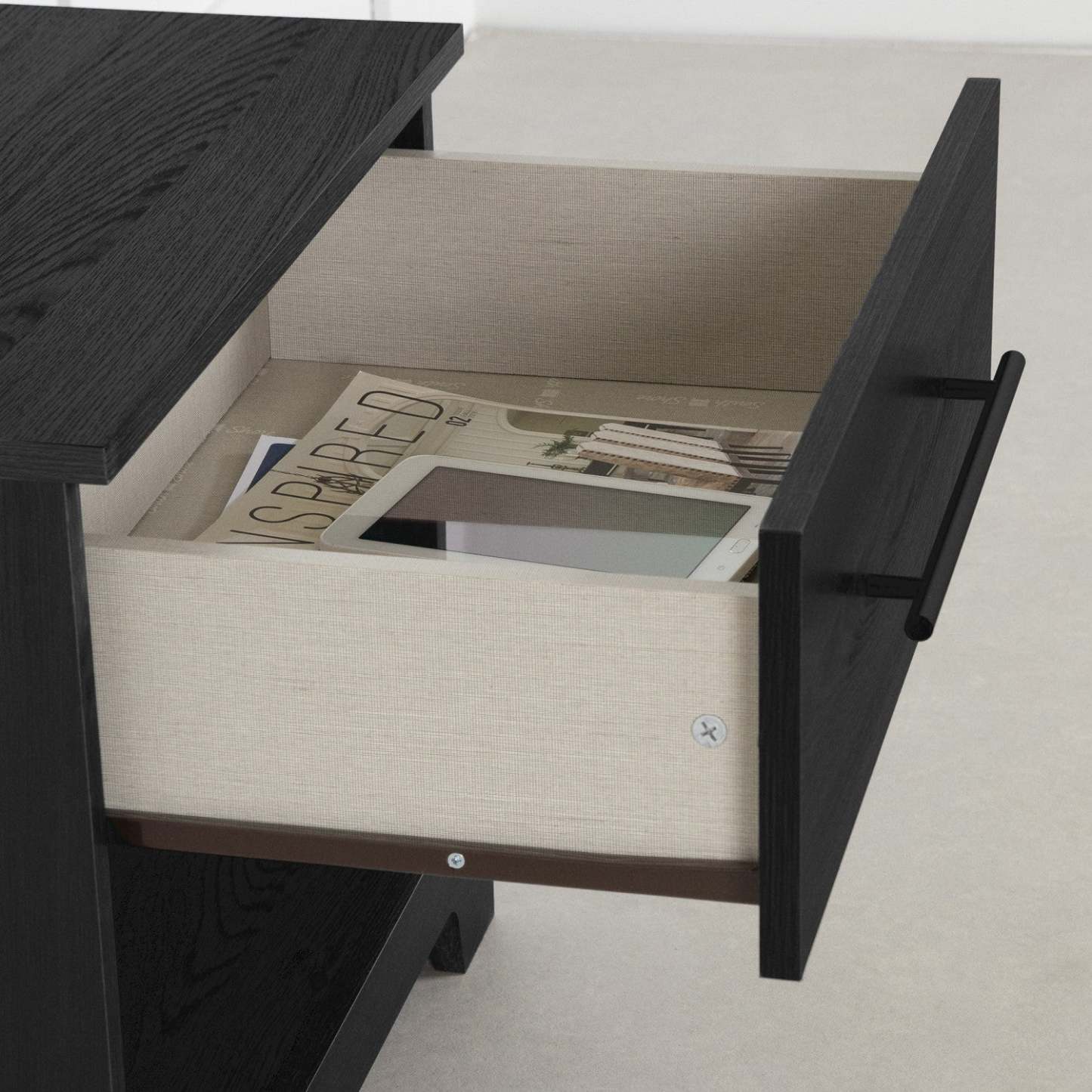 Primo 1-Drawer Nightstand - Black Oak|Table de nuit Primo à 1 tiroir - chêne noir