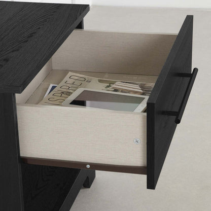 Primo 1-Drawer Nightstand - Black Oak|Table de nuit Primo à 1 tiroir - chêne noir