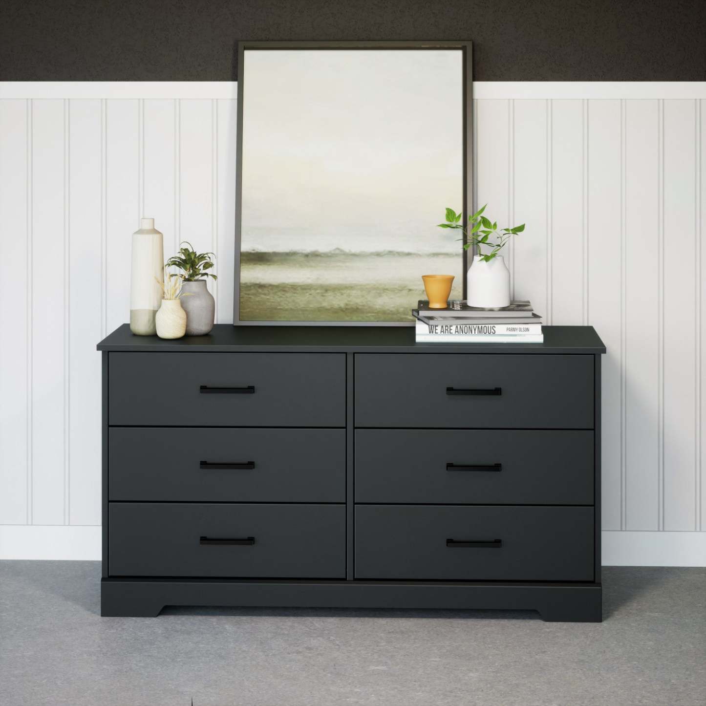 Prepac Rustic Ridge Farmhouse 6-Drawer Dresser - Black|Commode champêtre Rustic Ridge de Prepac à 6 tiroirs - noire