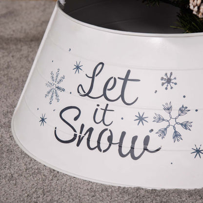 Homcom 26 Inch Metal Christmas Tree Collar, Xmas Tree Base Cover, White|Homcom Collier de sapin en métal 26 po, couverture de base de sapin, blanc